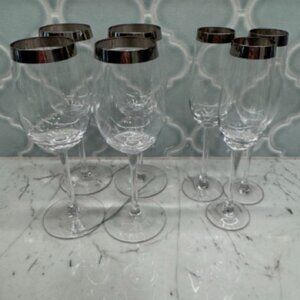 Z Gallerie Wine and Champaign Flutes with Silver Detail